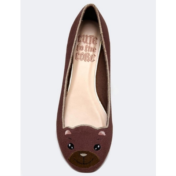 YRU Shoes - Cute to the Core by YRU | Beary Cute Brown Flats